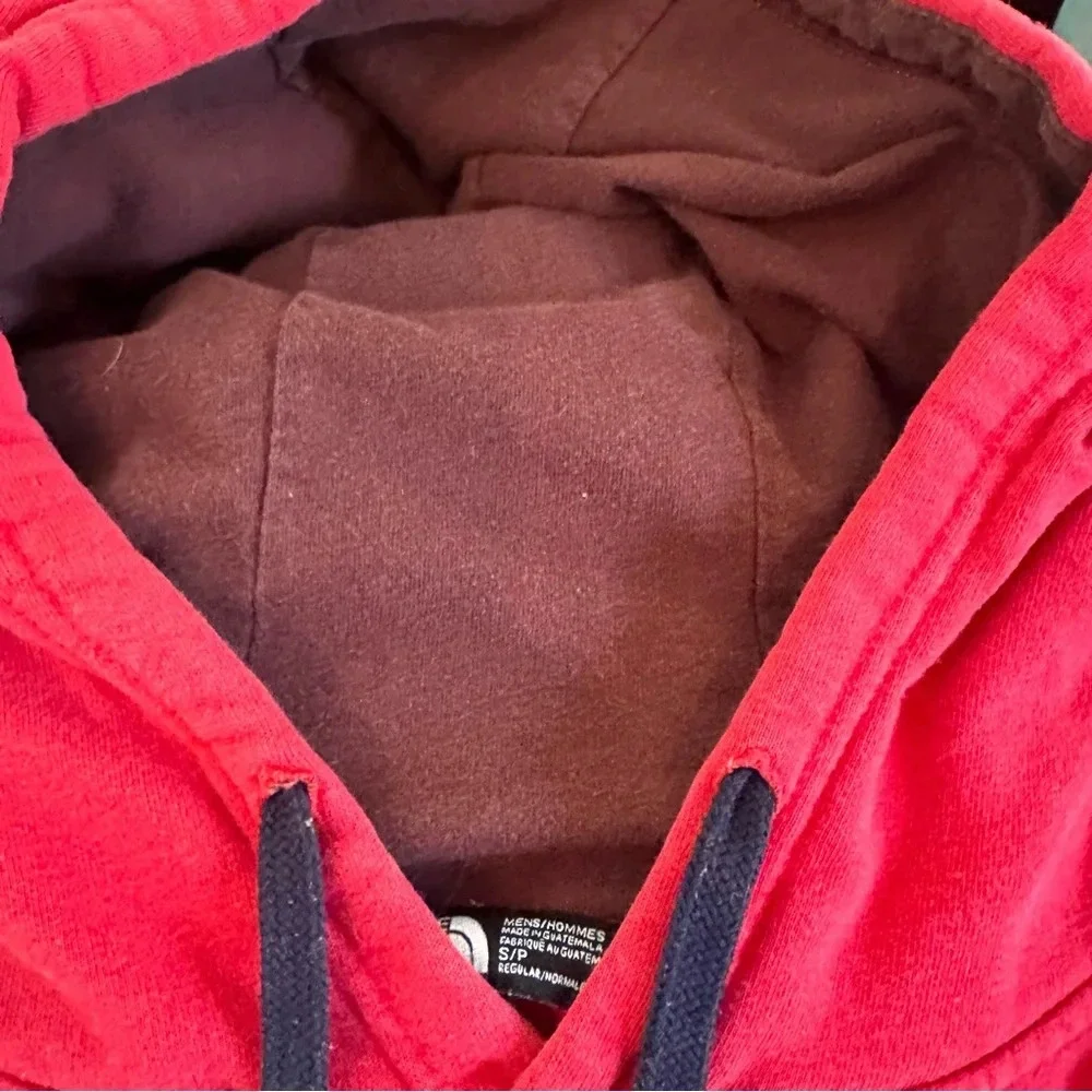 The North Face Red Logo Cotton Blend Hoodie Size Small Brown Interior‎ Hood
